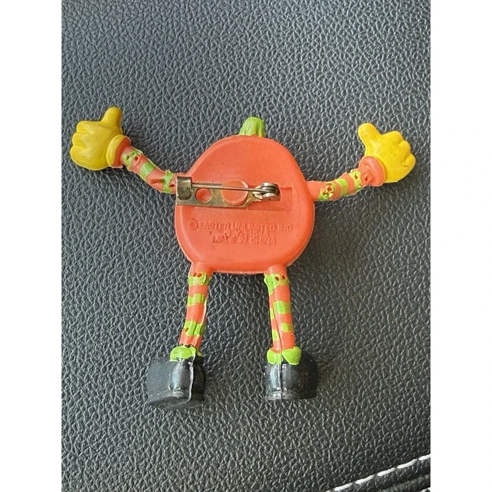 Smiling Jack-O'-Lantern Vintage Pin Brooch Flexible Arms & Legs Easter Unlimited